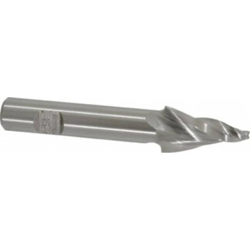 Made in USA 15 per Side 1/8 Small End Diam 1-1/4 LOC 3-Flute High Speed Steel Tapered Square End Mill Uncoated, 5/8 S...